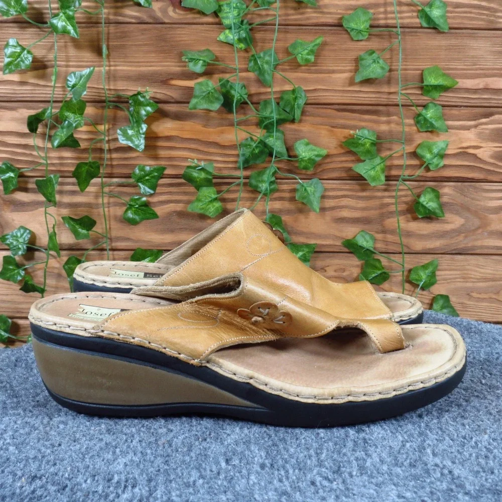 Josef Seibel Rosalie Women Wedge‎ Sandals Size 40 Comfort Casual Tan Leather